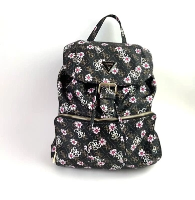 Mochila Guess Marrón y Rosa Floral Jaxi Nylon Grande Foto 1 de 4