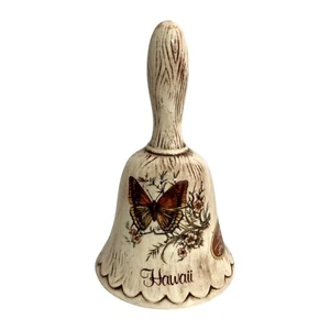 Vintage Treasure Craft Of HAWAII Floral Hibiscus Butterfly Ceramic Bell 6" Tall - Picture 1 of 7