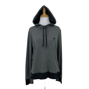 Adidas Drawstring Hoodie Womens M Medium Gray Climalite Rayon Blend Long Sleeve - Picture 1 of 13