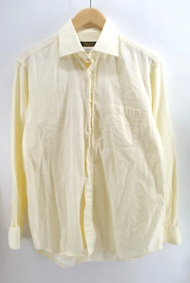Camisa de vestir Bernini Beverly Hills amarilla de algodón macizo con botones L 15,5 Italia Foto 1 de 4