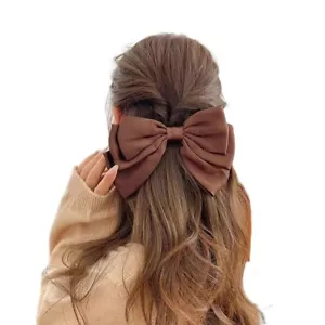 Big Bow Hair Clips for Women Girls Brown Bows for Hair Barrette Ribbon Bows f... - Picture 1 of 7