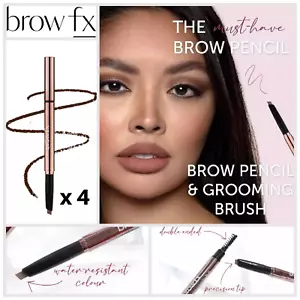 BROWFX Eyebrow Brow Pencil Brush X 4 Duo Ended Water Resistant Warm Dark Brown - Picture 1 of 10