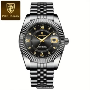 ¡NUEVO! Reloj Poedagar Estrás Esfera Negra A Juego Pulsera Negra Movimiento Sieko - Imagen 1 de 13