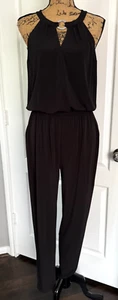 Mono MK Michael Kors Sin Mangas Halter Negro Elástico Cintura Bolsillos Mediano - Imagen 1 de 7