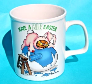 Vintage 1978 ENESCO Garfield Coffee Mug/Cup Have a Big EASTER Bunny Blue Egg - Picture 1 of 6