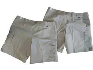 PANTALONES CORTOS CINTAS CARGO UNIFORME CASUAL BEIGE CAQUI (LOTE DE 2) TALLA 24 Reg (43-44") - Imagen 1 de 7