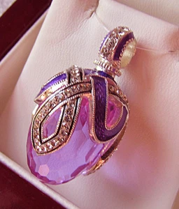 SALE ! GORGEOUS RUSSIAN PENDANT HANDMADE OF STERLING SILVER ENAMEL with AMETHYST - Picture 1 of 1