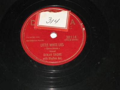 DINAH SHORE-Little White Lies (1947) COLUMBIA 10" Shellac Single - Image 1 of 4
