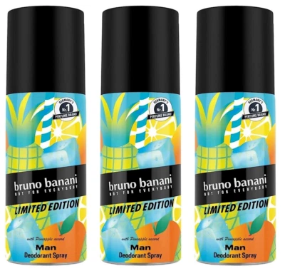 bruno banani Deo Spray Man LIMITED EDITION Herren Deodorant Bodyspray 3x 150ml