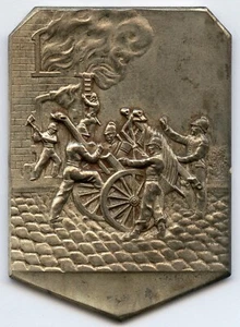 France Ville Montrouge Bombero 1910 Medalla de Bronce Plateada 60x43mm 53gr!!! - Imagen 1 de 3