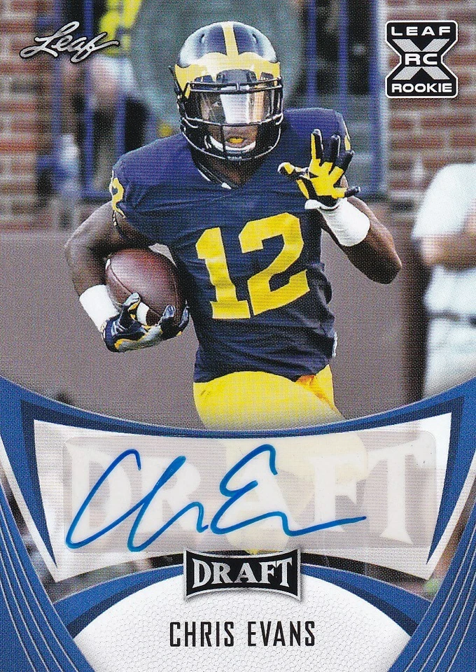 2021 LEAF SIGNATURE FOOTBALL - CHRIS EVANS XRC BLUE AUTOGRAPH #BA-CE1 - Image 1 of 1