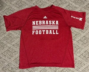 Nebraska Cornhuskers Adidas Climalite Short Sleeve Shirt NCAA Football - Picture 1 of 10