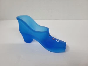 Vintage Westmoreland blau satiniertes Glas handbemalt Schuh/Stiefel - Bild 1 von 4