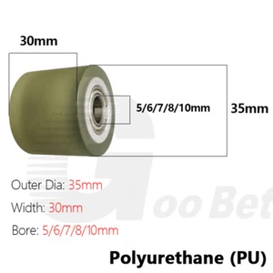 35mm Polyurethane Aluminium Core Roller with Two Ball Bearing PU Guiding Wheel - Picture 1 of 8