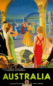 Vintage Travel Poster Sydney Harbour Bridge *FRAMED* CANVAS ART 24x16" - Picture 1 of 1