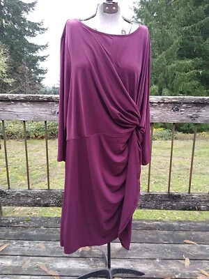Lane Bryant 22/24 Stretch Burgundy Formal Holiday Faux Wrap Tunic/Dress - Image 1 of 4