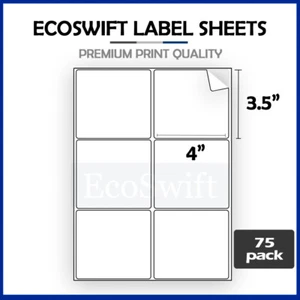 (450) 4 x 3 1/3 EcoSwift Láser/Tinta Dirección Envío Etiquetas Adhesivas 6 por hoja - Imagen 1 de 5