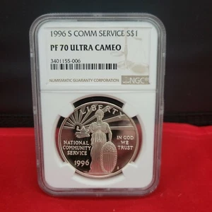 1996 S Comm Service Commemorative Silver Dollar Ngc PR70 Ultra Cameo - Picture 1 of 2