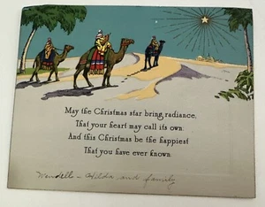 Biglietto di Natale Vittoriano Vintage - Tre Magi e Stella di Betlemme - Foto 1 di 2