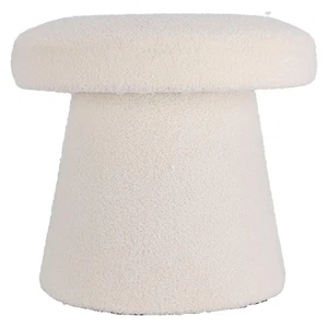 Puff Hocker Pouf gepolstert Sitzpouf Rund 38 x 38 x 43 cm weiß Sitzhocker Plüsch - Bild 1 von 3