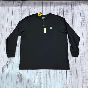 Carhartt K128 schwarz schweres Henley-Shirt mit Tasche 3XL groß neu mit Etikett lockere Passform T-Shirt - Bild 1 von 6