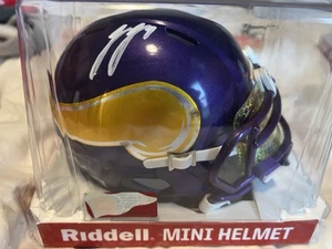 JJ McCarthy Auto Mini Helm handsigniert Beckett zertifiziert Wikinger mit Visier - Bild 1 von 10