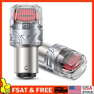 Pair 1157 2357 2057 BAY15D LED Turn Signal Light Bulbs CANBUS Anti Hyper Red - Picture 1 of 12