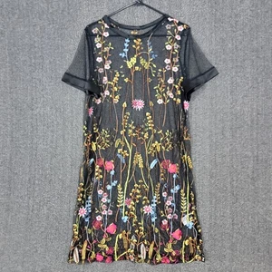 Vestido Lencería Negro Transparente Para Mujer 1XL Sexy Malla Caprichosa y Flores Bordadas - Imagen 1 de 11