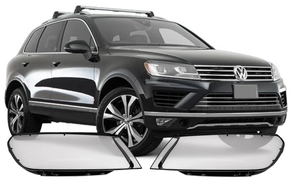 PAIR Headlamp GLASS Headlight LENS COVER Front for Volkswagen Touareg 2015-2018 - Image 1 of 4
