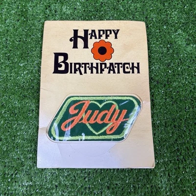 New Vintage 1973 Judy Name Sew On Patch Birthday Card Retro Heart 1970s 70s - Image 1 of 4