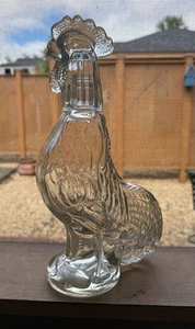 Krähender Hahn Huhn Dekanter Pressglas Kopf Flasche 12,75" Vintage 60er Jahre - Bild 1 von 9