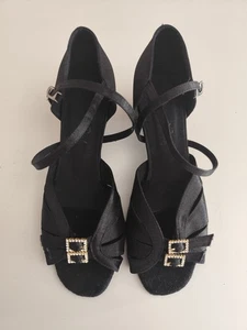 Tanzschuhe Satin Schwarz  Gr 38 (4.5) Salsa Social Latein - Bild 1 von 6
