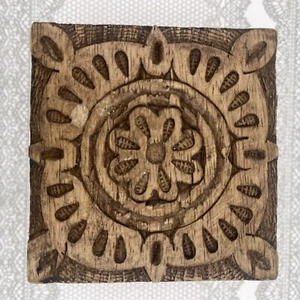 Hallmark Wish box New W/tags Carved Wood Square Box India 3 3/4 X 3” Trinket Box - Picture 1 of 11