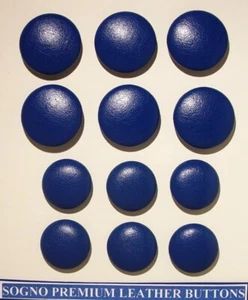 MADE IN USA ADMIRAL BLUE genuine leather covered jacket buttons 12 PIECE SET - Picture 1 of 9