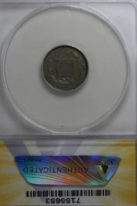 1867 .03 ANACS EF 45 Three Cent Nickel, Liberty Three Cent Piece - Picture 1 of 2