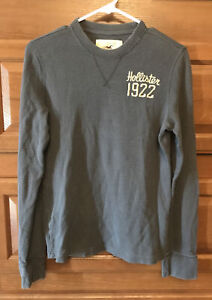 hollister men knit thermal S L/S Gray Spell Out B196