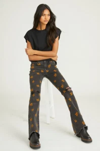 Driftwood Eva bootcut jeans ricamato rame quadrifoglio donna taglia 30 x 33 nuovo con etichetta - Foto 1 di 15