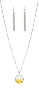 Paparazzi Completely Crushed Yellow Necklace With Matching Pair of Earrings - Picture 1 of 3