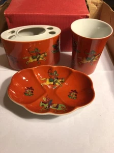 Vintage Seymour Mann Porzellan 3-teiliges Badezimmer-Set "Persische Jagd um" 1642 AA8 $Tropfen - Bild 1 von 12