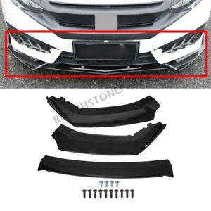 For 2016-2020 Honda Civic Glossy Black Front Bumper Body Kit Spoiler Lip 3PCS - Foto 1 di 4
