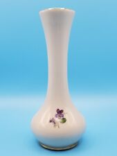 Dixon Art Studios USA Bud Vase Purple Violets 22 KT Gold Trim