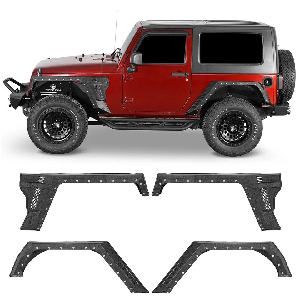 Armor Steel Front or Rear Fender Flares for Jeep Wrangler JK 2007-2018 2/4 Doors Foto 1 de 4