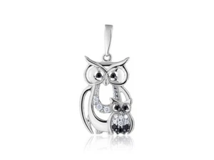 Kettenanhänger Anhänger  925  Silber Zirkonia Steine Echtschmuck Eule Charm - Bild 1 von 3