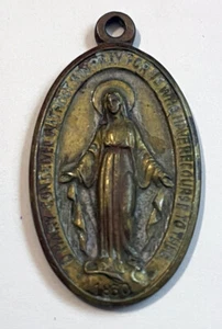 Colgante Virgen María Vintage Color Oro 1830 O María Concebida Sin Pecado Orar - Imagen 1 de 2