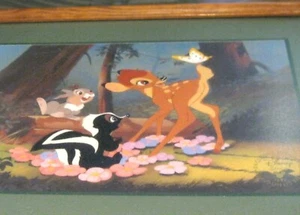 Vintage Disney Store Gedenklithographie 1997 Bambi Klopfer gerahmt neuwertig - Bild 1 von 4