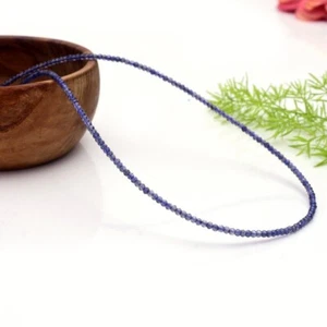 Natürlicher blauer Iolith 2-3 mm facettierter runder Edelstein Perlen 18 Zoll minimalistische Halskette - Bild 1 von 8