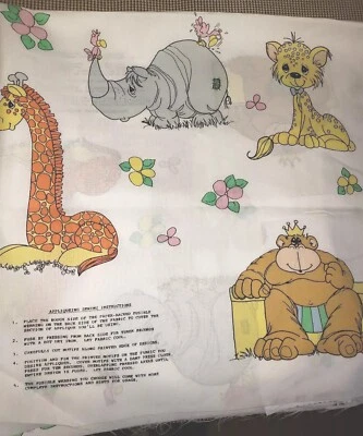 Sewing Fabric Precious Moments Applique Cut & Sew Panel Giraffe Monkey ~1yd - Image 1 of 4