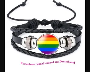 Armband Homosexuell Bisexuell Toleranz Leder Regenbogen CSD Loveparade Pride Gay - Bild 1 von 3