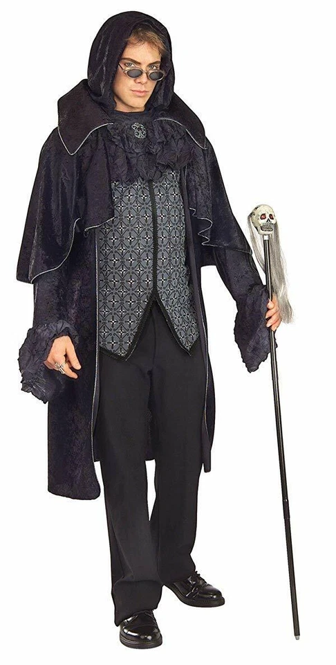 Lord Darkheart Costume Blk/Gry Gothic Style Hooded Jacket W/ Attached Vest STD - Image 1 of 1