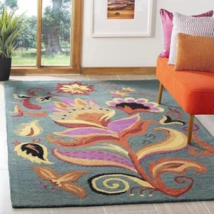 Diseño Calidad Premium Hecho a Mano Mechón Mezcla Lana Pura Gruesa Geométrica - Imagen 1 de 4